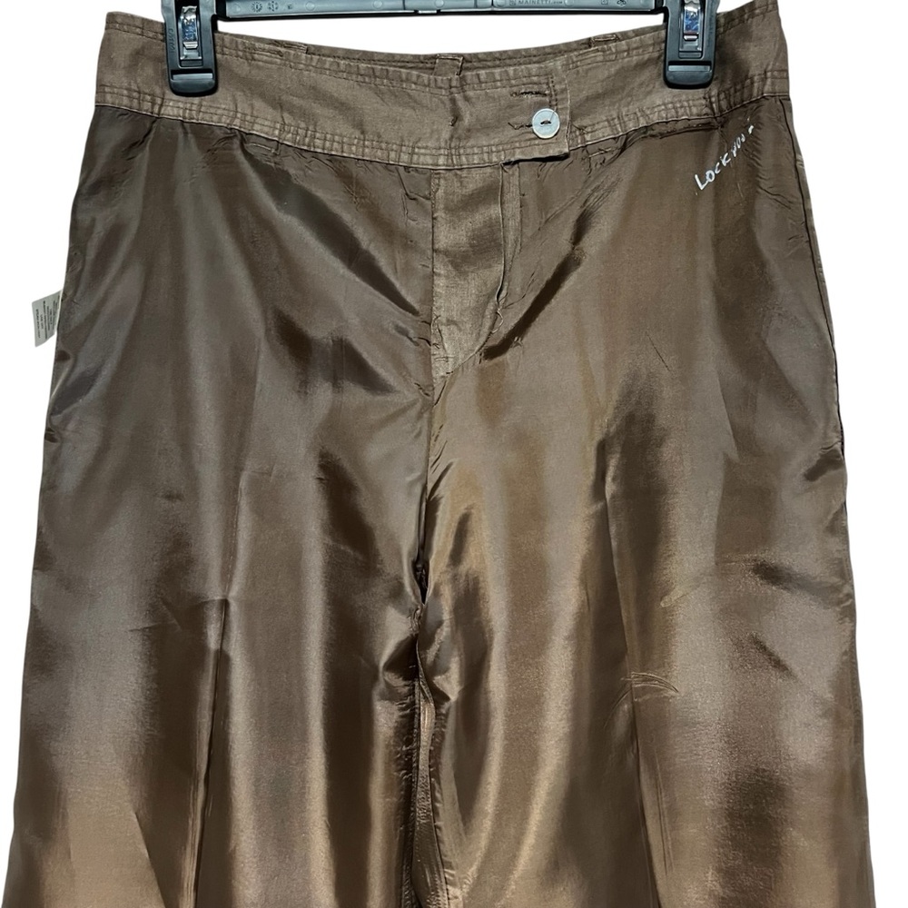 Sunny Leigh Linen Wide Leg Ankle Pants Fully Lined Brown Size 4 - Picture 9 of 9